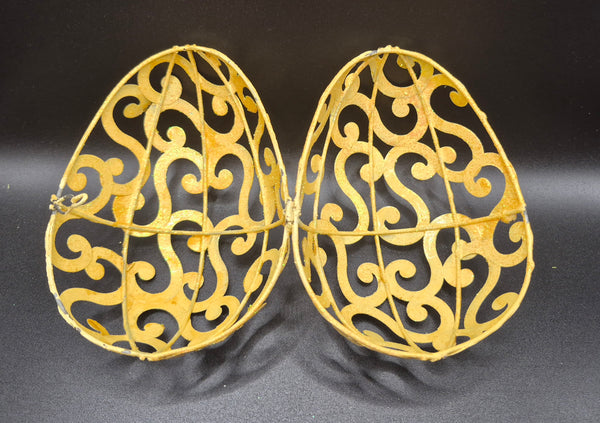 Yellow Glitter Metal Scrollwork Easter Egg Decorative Latch Egg Spring Home Accent