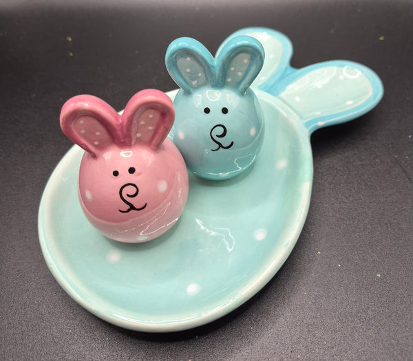 Easter Bunny 3-Pc Set - Spoon Rest w/ Matching Salt & Pepper Shakers