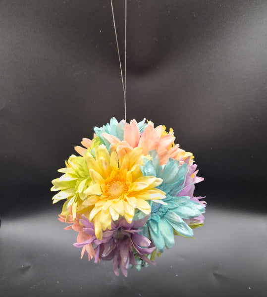 Colorful Pastel Round Artificial Floral Hanging Spring Ornament