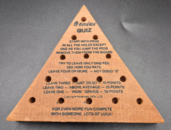 Vintage 1975 Genius Wooden Triangle IQ Puzzle Mind Bender Brain Teaser Game