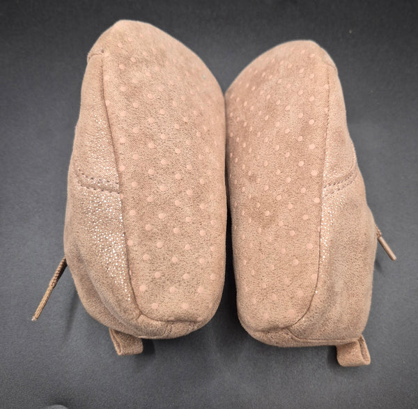 Carter's Baby Girl Nude Lace Up Soft Sole Glitter Booties Infant Shoes 6-9 Month