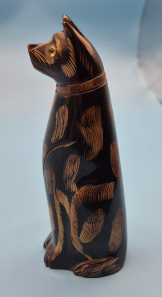 Vintage KPT Wooden Carved Black Cat Figurine Collectible Folk Art Gothic Decor