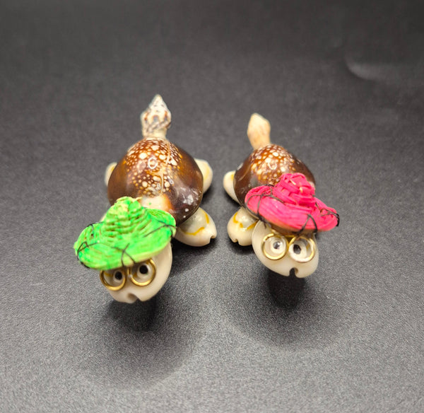 Set of 2 Miniature Sea Turtle Figurines Collectible Beach Ocean Tropical Decor