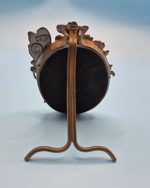 Vintage Elias Easel Pewter Oval Floral Butterfly Mini Picture Frame Display Decor