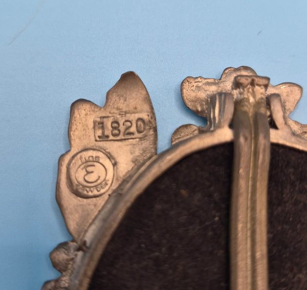 Vintage Elias Easel Pewter Oval Floral Butterfly Mini Picture Frame Display Decor