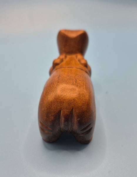 Vintage Miniature  Thai Hand Carved Wood Hippopotamus Figurine Statue