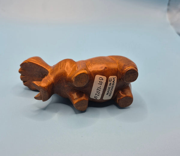 Vintage Miniature  Thai Hand Carved Wood Hippopotamus Figurine Statue