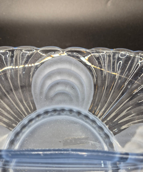 Clear Frosted Glass Two Section Square Condiment Tray Serving Dish Tabletop Accent