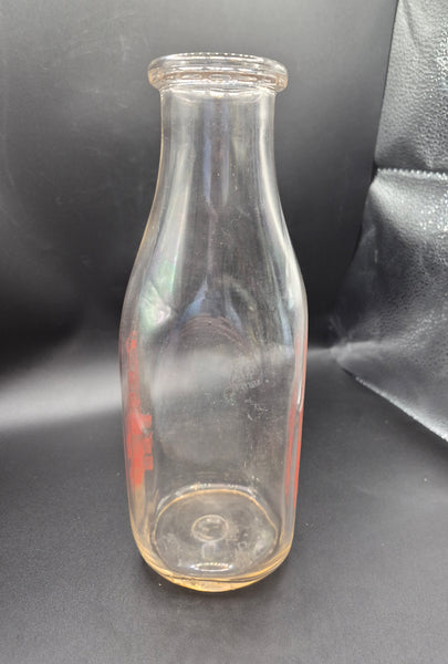 Rare Vintage Milk/Dairy Half Pint TOWER DAIRY Orange Label Glass Bottle