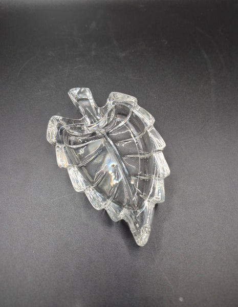 Clear Glass Vintage Leaf Dish Small Nut Mint Serving Dish Classic Table Accent Piece