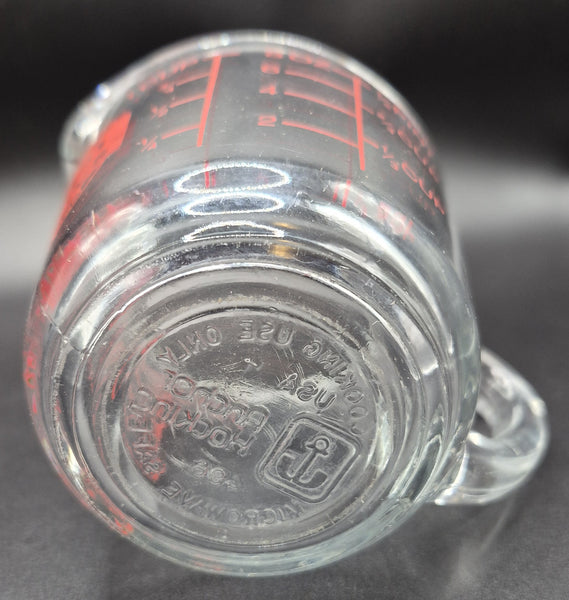 Vintage Anchor Hocking Oven Basics Glass Measuring Cup 1 Cup 250ml Ovenproof