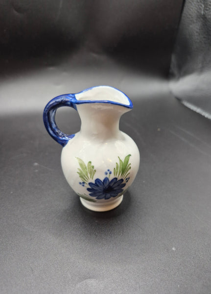 Blue & White 3 1/4" Floral Miniature Pitcher