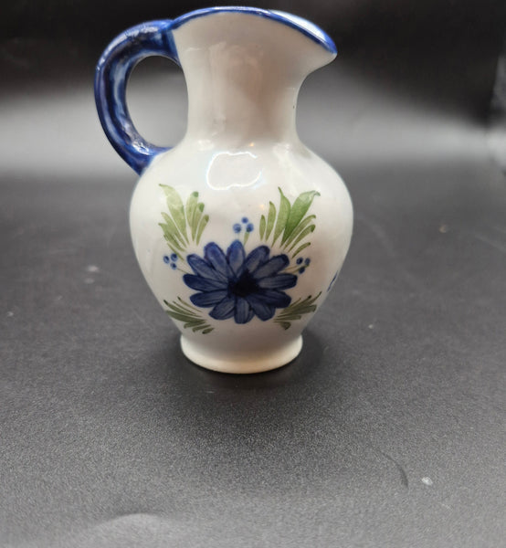 Blue & White 3 1/4" Floral Miniature Pitcher