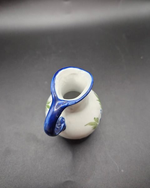 Blue & White 3 1/4" Floral Miniature Pitcher