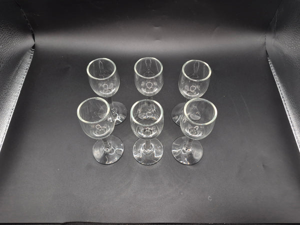 6 Count Vintage 1.5 Ounce Petite Liquor Glasses Small Barware Spirits Cocktail Set