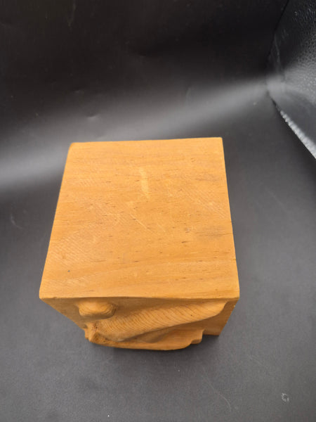 Vintage Wood Block with Sailboat Carving Coastal Nautical Rustic Beach Home Decor