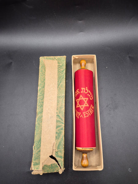Vintage Handmade Story of Esther Hebrew Holy Scripture Scroll