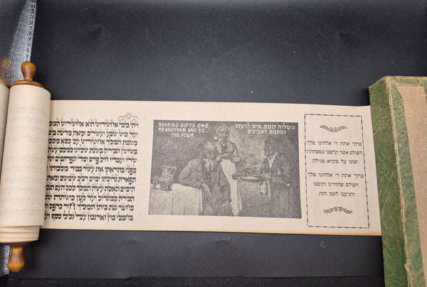 Vintage Handmade Story of Esther Hebrew Holy Scripture Scroll