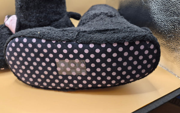 H&M Girls Size 4 4.5 Black Cat Plush Fuzzy Slipper Boots Cozy Cute Kids Shoes