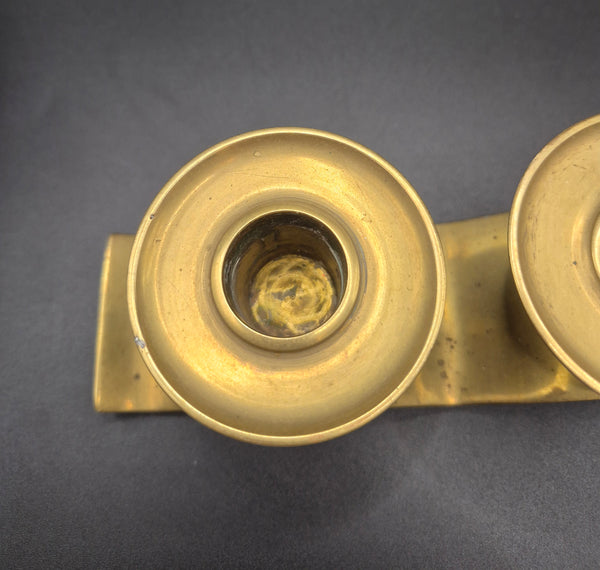 Mid Century Modern Wavy Brass Four Slot Candle Holder