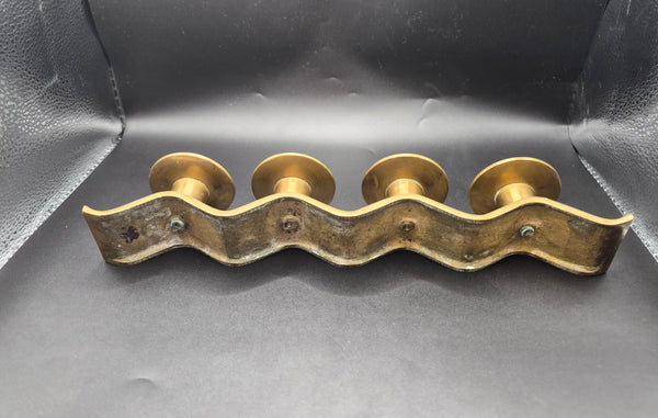 Mid Century Modern Wavy Brass Four Slot Candle Holder