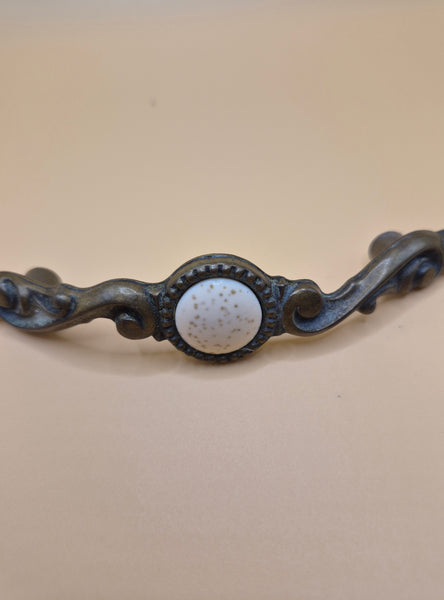 Antique Brass & Porcelain Insert Gatehouse Pull Cabinet Door Handles