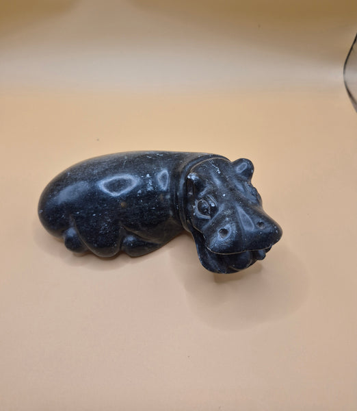 Vintage Stone Hippo Figurine