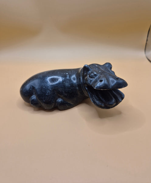 Vintage Stone Hippo Figurine
