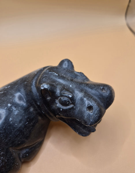 Vintage Stone Hippo Figurine
