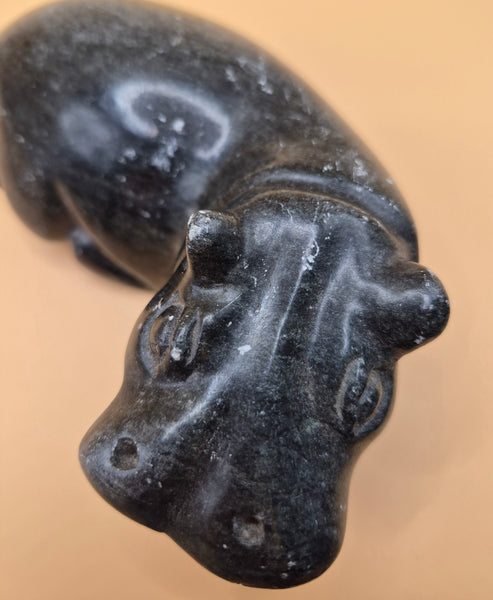 Vintage Stone Hippo Figurine