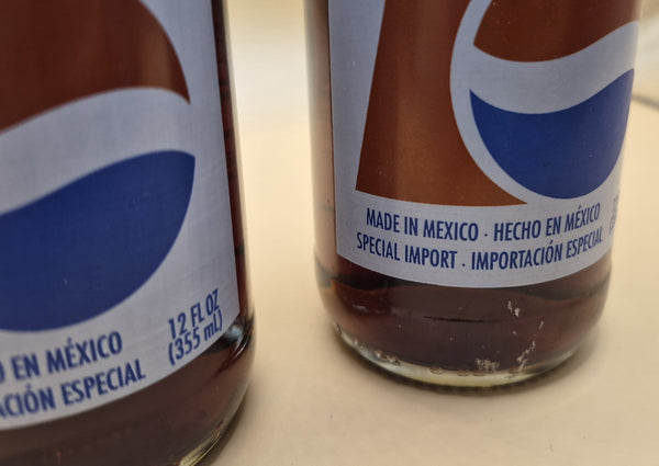 Vintage 2 Count Full 12 Oz Pepsi Bottles Made in Mexico