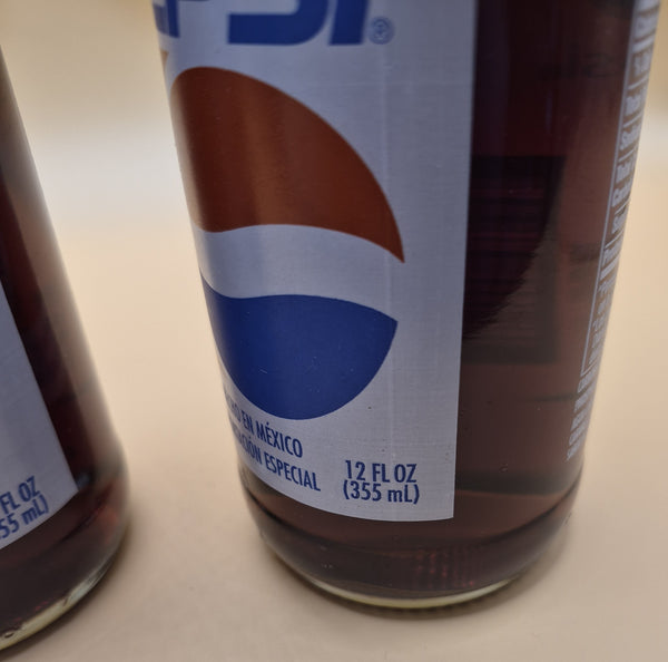 Vintage 2 Count Full 12 Oz Pepsi Bottles Made in Mexico