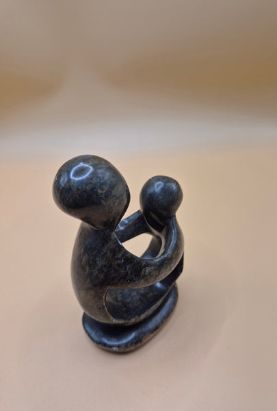 Vintage Mother and Child African Stone Statue Carved Figurine Family Sculpture Art