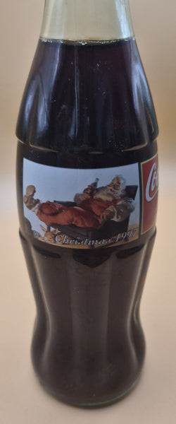 Vintage 1997 Coca Cola Coke Christmas Santa 6 Glass Bottle Set Collectible Lot