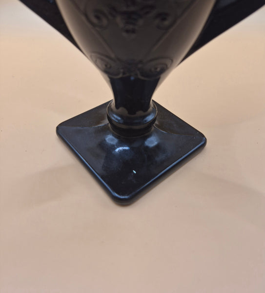 Vintage L E Smith Art Deco 7" Black Amethyst Dancing Nymphs Glass / Vase / Cup