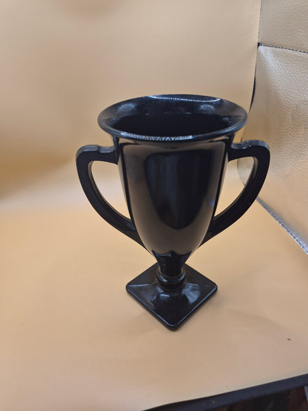 Vintage L E Smith Art Deco 7" Black Amethyst Dancing Nymphs Glass / Vase / Cup