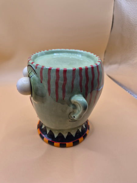 DEPT 56 Vintage Green Googly Eye Ceramic Pillar Candle Holder