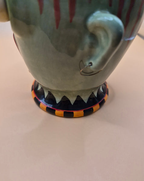 DEPT 56 Vintage Green Googly Eye Ceramic Pillar Candle Holder