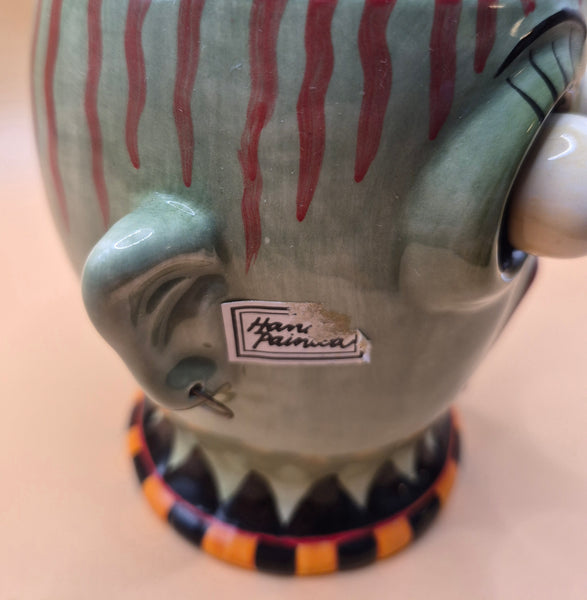 DEPT 56 Vintage Green Googly Eye Ceramic Pillar Candle Holder