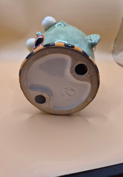DEPT 56 Vintage Green Googly Eye Ceramic Pillar Candle Holder