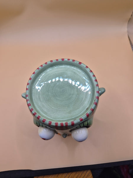 DEPT 56 Vintage Green Googly Eye Ceramic Pillar Candle Holder