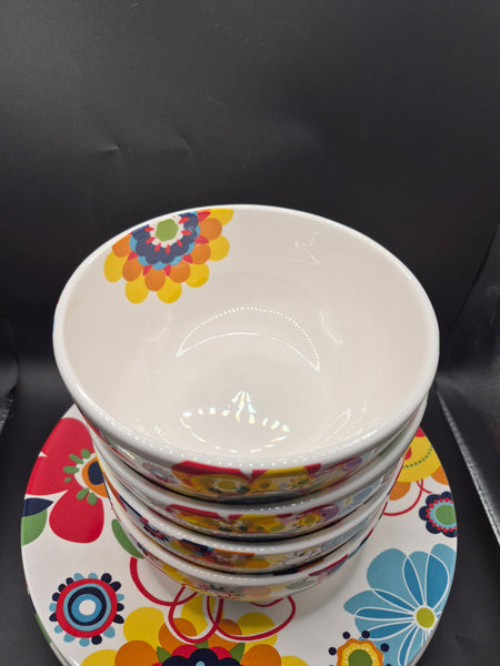 Pier 1 Imports Retro Flower 8-Pc Plate & Bowl Set
