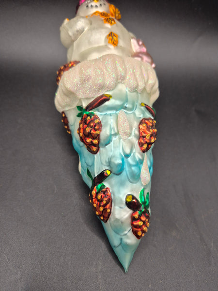 Vintage Christopher Radko Hand Painted Icicle Snowman "Carlton Cicle" Christmas Ornament