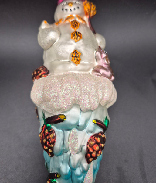 Vintage Christopher Radko Hand Painted Icicle Snowman "Carlton Cicle" Christmas Ornament