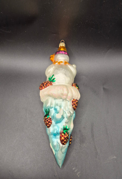 Vintage Christopher Radko Hand Painted Icicle Snowman "Carlton Cicle" Christmas Ornament