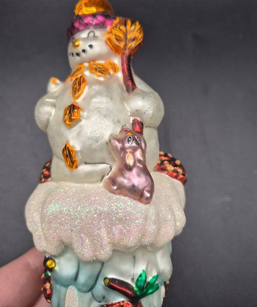 Vintage Christopher Radko Hand Painted Icicle Snowman "Carlton Cicle" Christmas Ornament