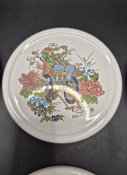 Set of 5 Porcelain Chinese Bird Coasters in Box