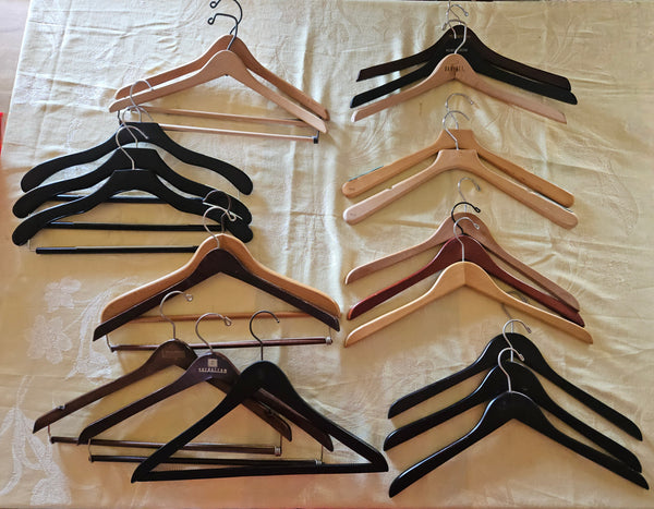 Lot 21 Wooden Clothing Hangers Black Natural Brown Nordstrom Vintage Closet Lot