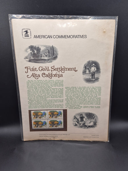 Vintage No. 83 USPS American Commemoratives ~ First Civil Settlement, Alta California