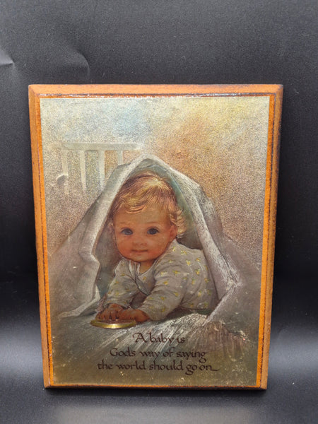 Alan Grant 1984 Wood Wall Plaque Vintage Religious Quote Nursery Decor Art Sign